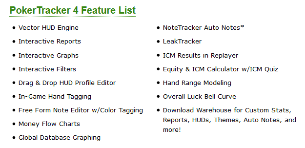 Poker Tracker Features